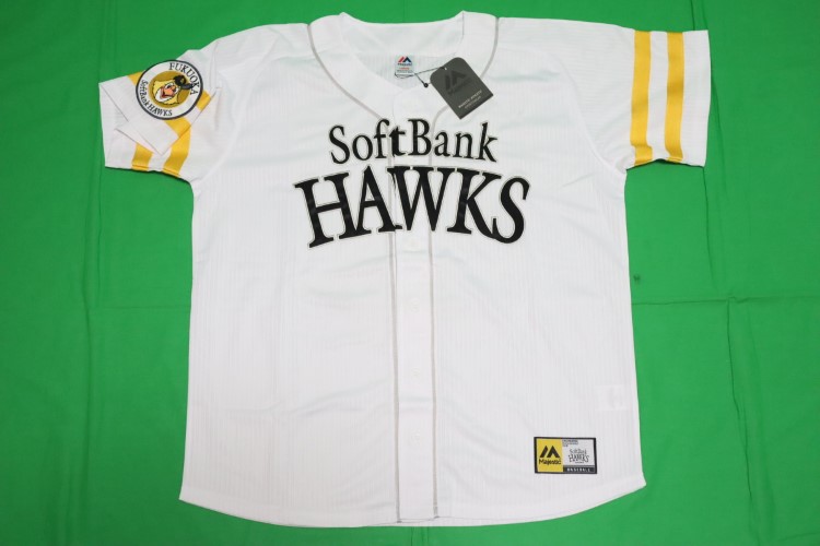 Fukuoka Soft Bank Hawks Green Japanese Baseball Jersey Large Pit-Pit 54cm 